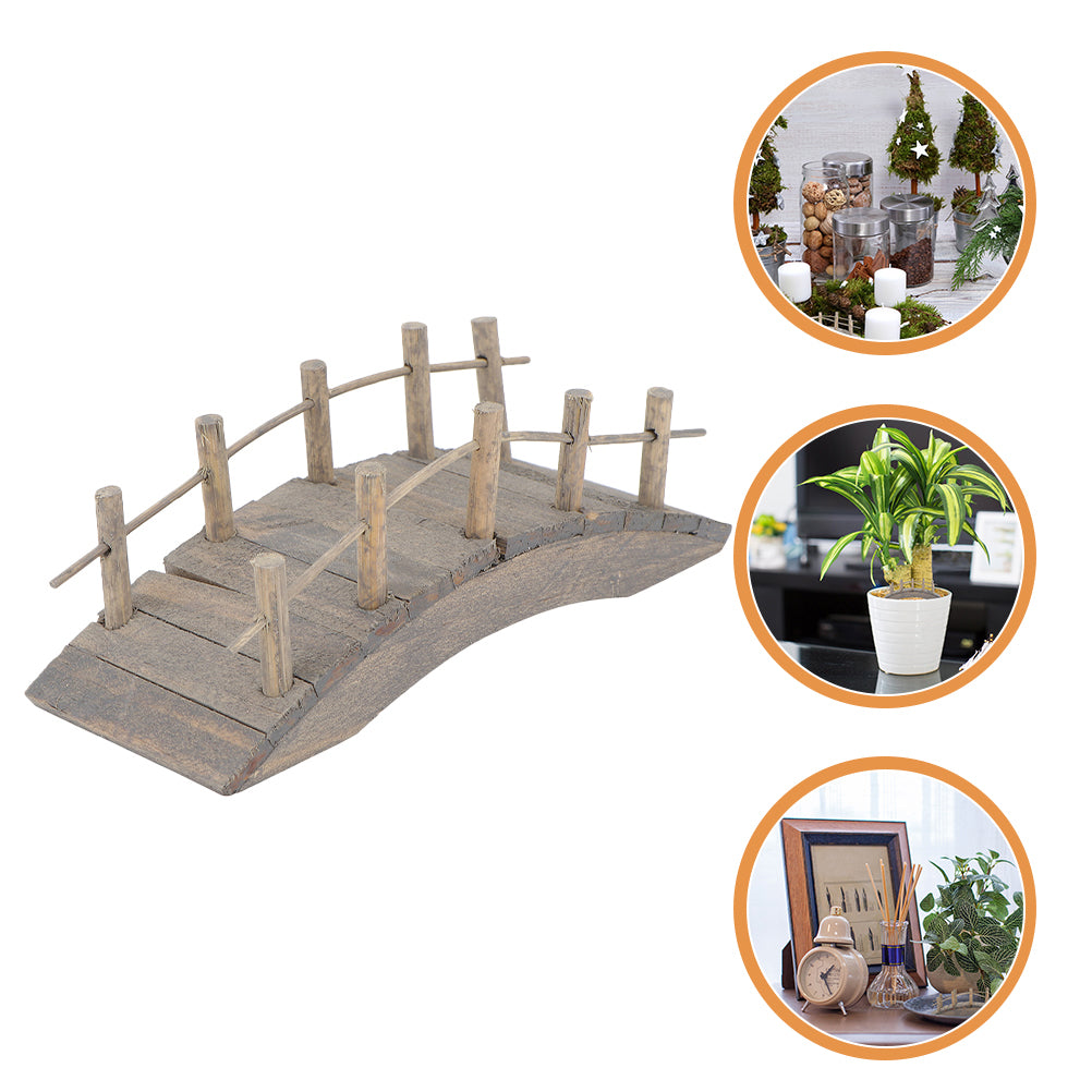 2pcs Miniature Wooden Arch Bridge Model Mini House Garden Micro Scene Accessory