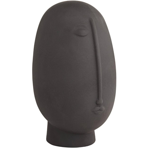 High Black Ceramic Head Figurine