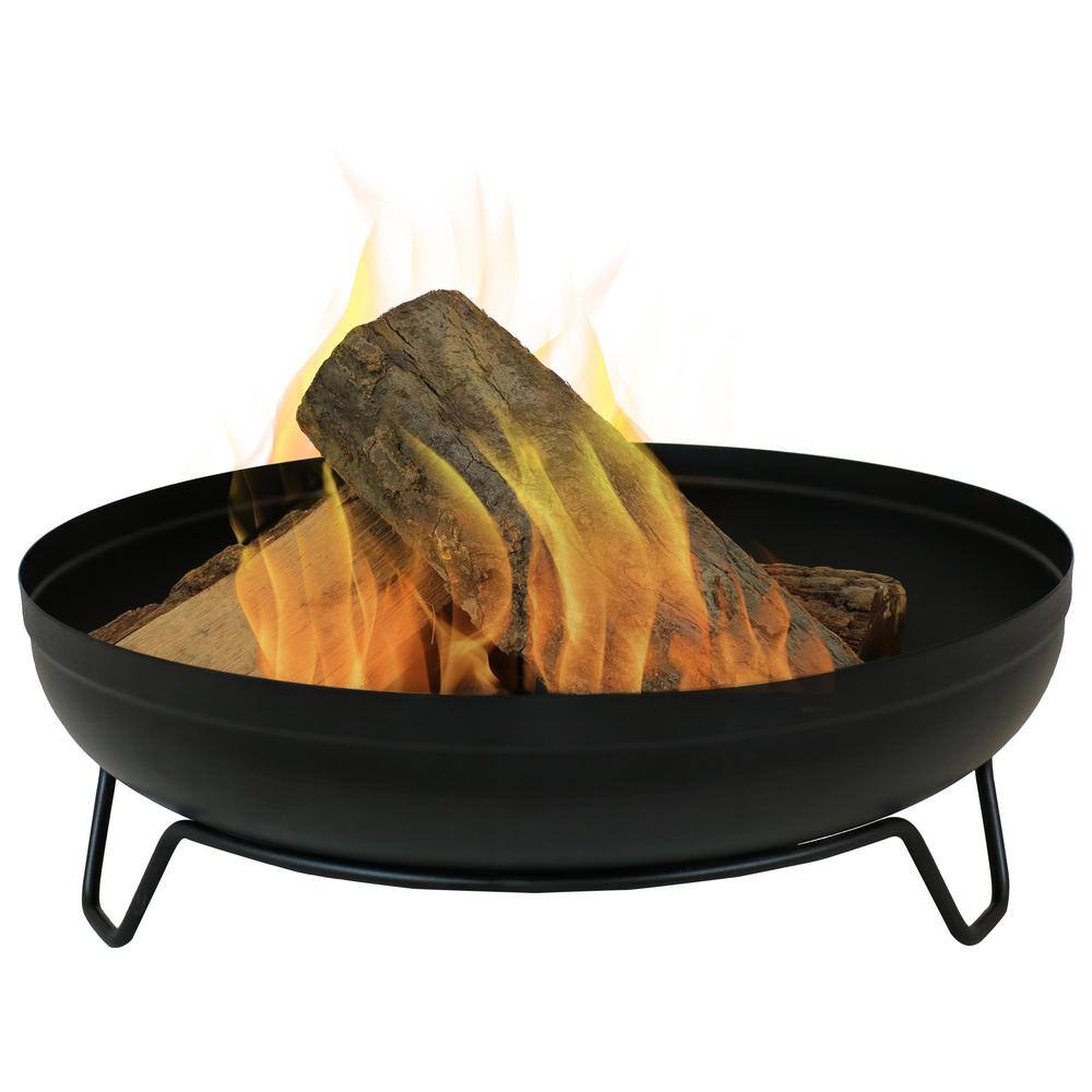 Sunnydaze Decor 23 in. Round Steel Outdoor Wood-Burning Fire Pit Bowl in Black with Stand RCM-542