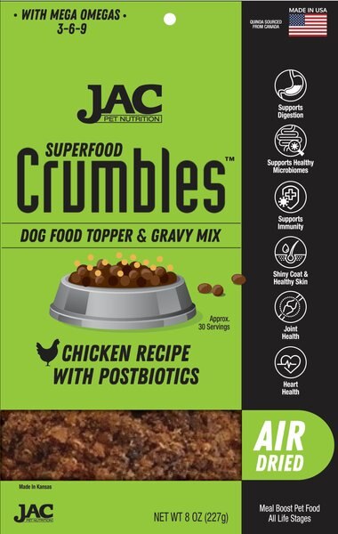 JAC Pet Nutrition Free Range Chicken Dehydrated  Superfood Dog and Cat Meal Topper