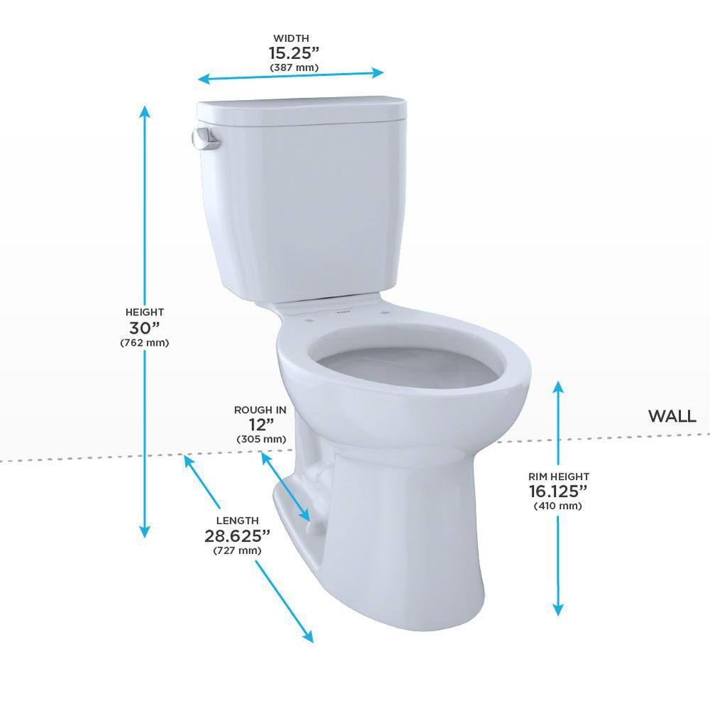 TOTO Entrada 2-Piece 1.28 GPF Single Flush Elongated ADA Comfort Height Toilet in Cotton White Seat Not Included cst244ef#01