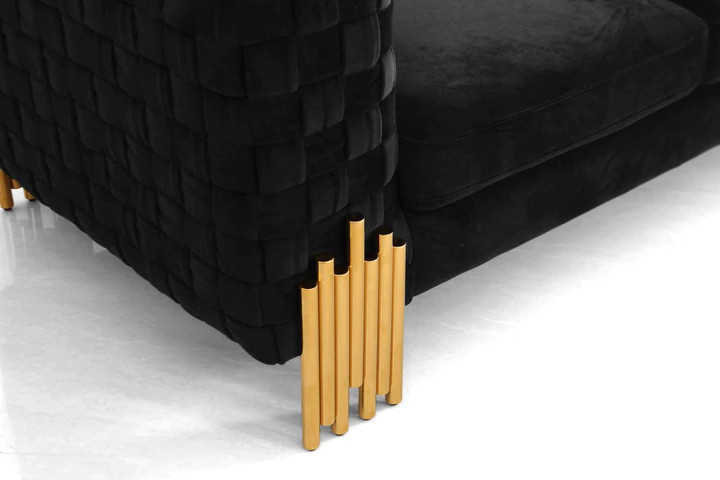 LYNEL Modern Velvet Glam Black and Gold Loveseat   Contemporary   Loveseats   by Rustic Home Furniture Deco  Houzz