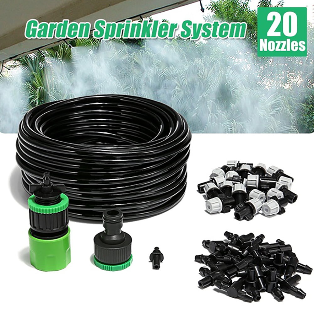 Everso 20M Garden Sprinkler Cooling System Water Misting Spray Hose Watering Hose Kit