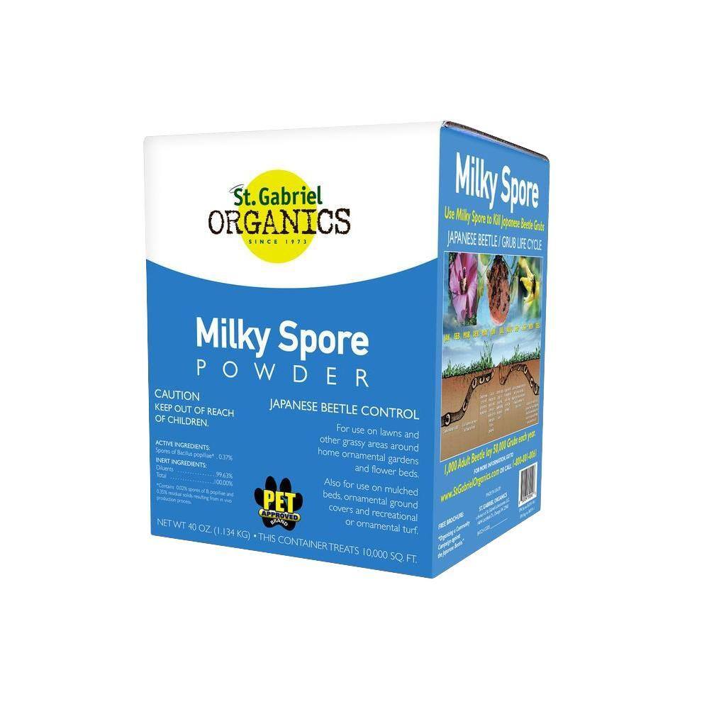 St. Gabriel ORGANICS Milky Spore Powder 40 oz Organic Japanese Beetle Grub Control 80040-6