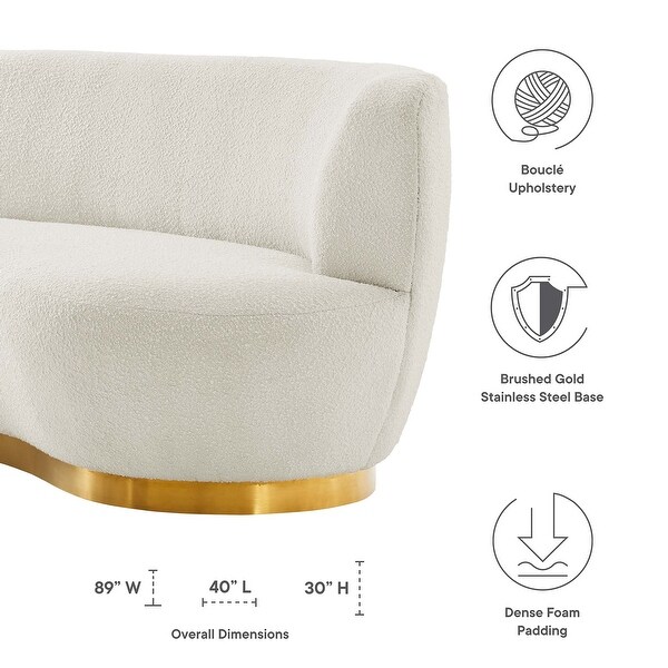 Kindred Boucle Upholstered Sofa With Gold Stainless Steel Base