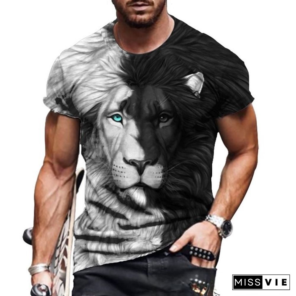 Crew Neck Personalized Short Sleeve T-shirt 3d Digital Print