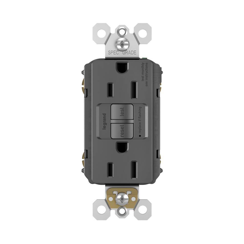 Legrand radiant 15 Amp 125 Volt Tamper Resistant GFCI ResidentialCommercial Decorator Duplex Outlet Black 1597TRBKCCD4