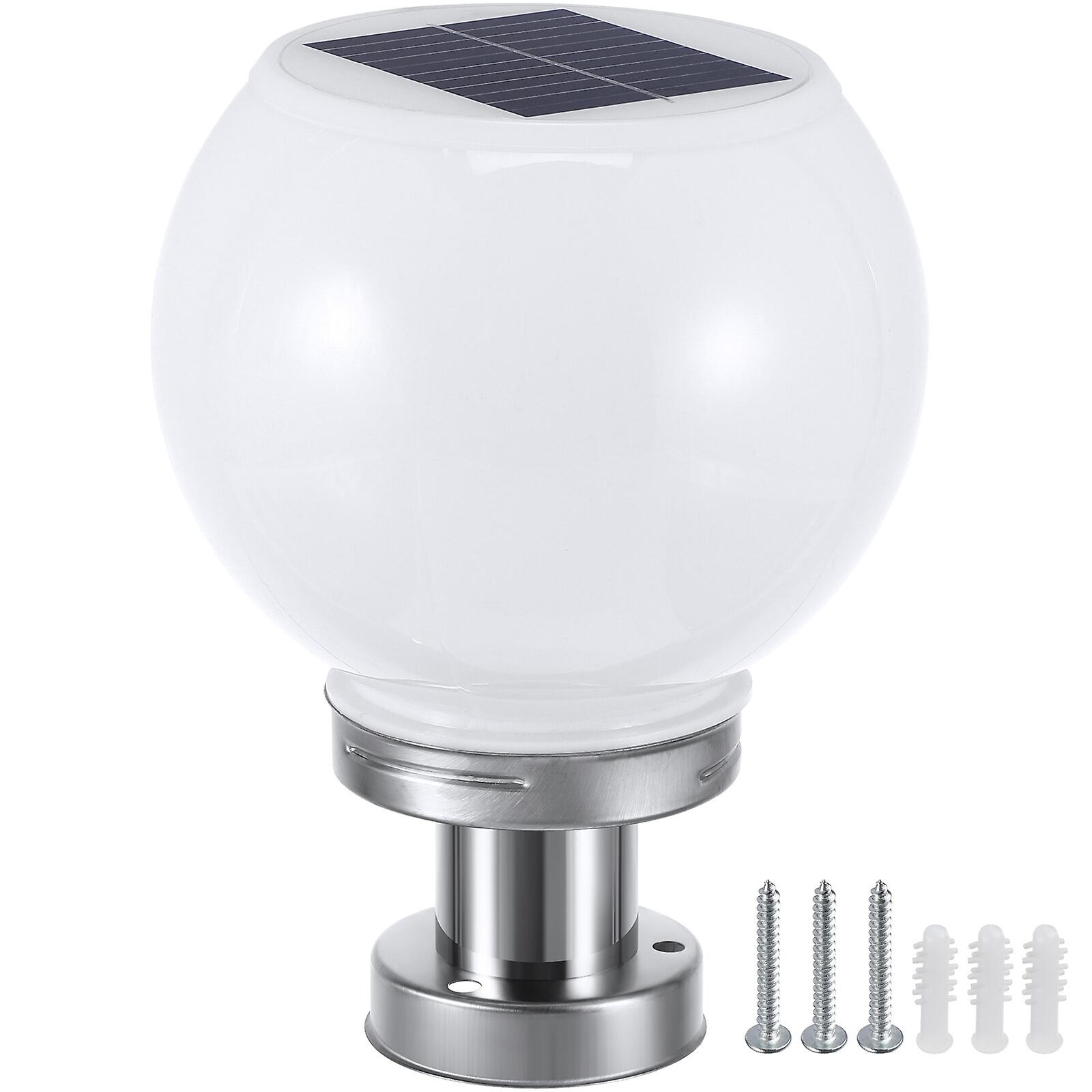 Led 200mm Solar Wall Pillar Lamp Outdoor Round Ball Round Light(white)