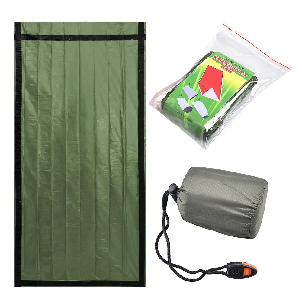 Camping Waterproof Thermal Bivy Sack Space Blanket PE Foil Thermal Emergency Sleeping Bag