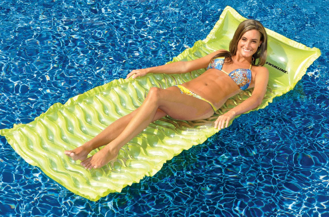 70-Inch Inflatable Lime Green Bubble Swirled Swimming Pool Air Mattress Float