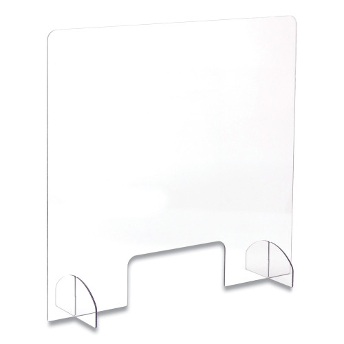 Safco Portable Acrylic Sneeze Guard with Document Pass Through， 28.5 x 1.5 x 33.25， Acrylic， Clear (7500CL)