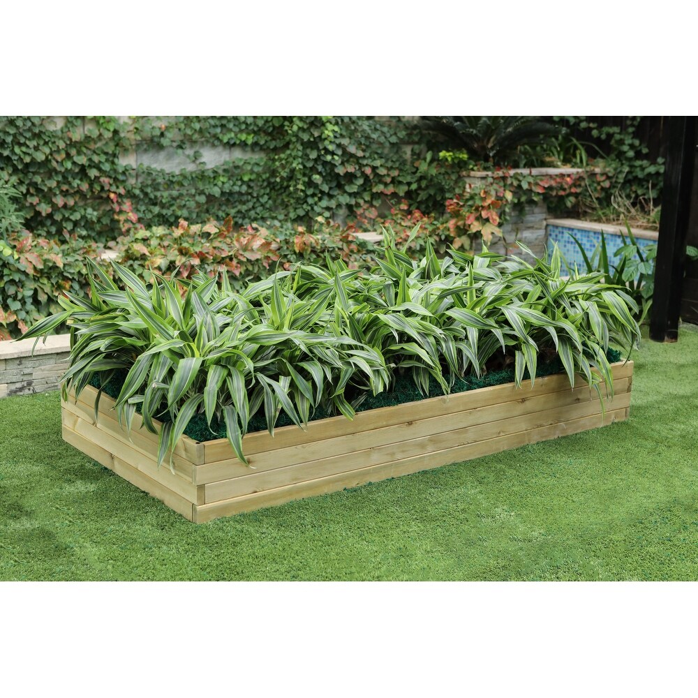 Natural Wood Rectangular Raised Garden Bed   4.9ft x 2.3ft