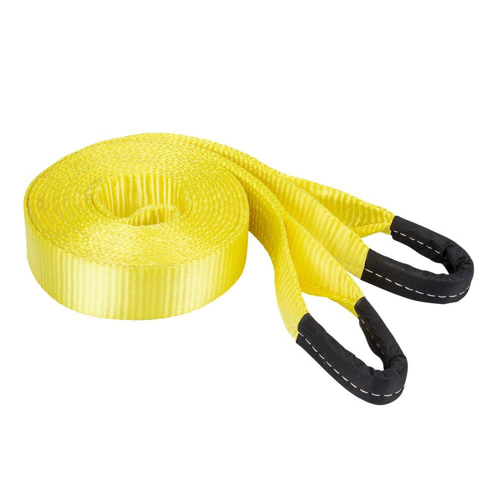 SmartStraps 20 ft. x 2 in. 5667 lbs. Working Load Limit Yellow Tow Rope Strap with Loop Ends 130