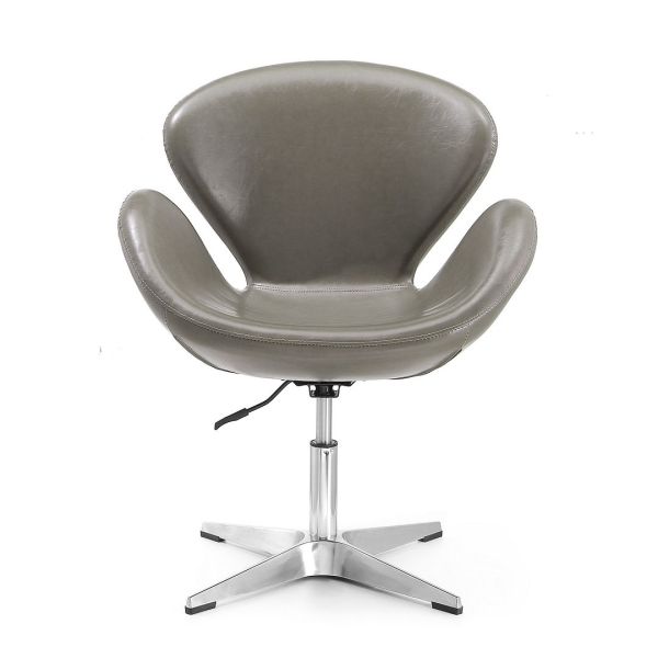 Raspberry Faux Leather Adjustable Swivel Chair in Pebble and Polished Chrome