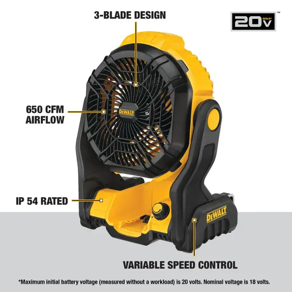 DEWALT 20V MAX Cordless Jobsite Fan