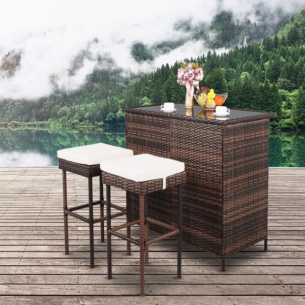 3Piece Bar Table And Bar Stool Set - Overstock - 37357302