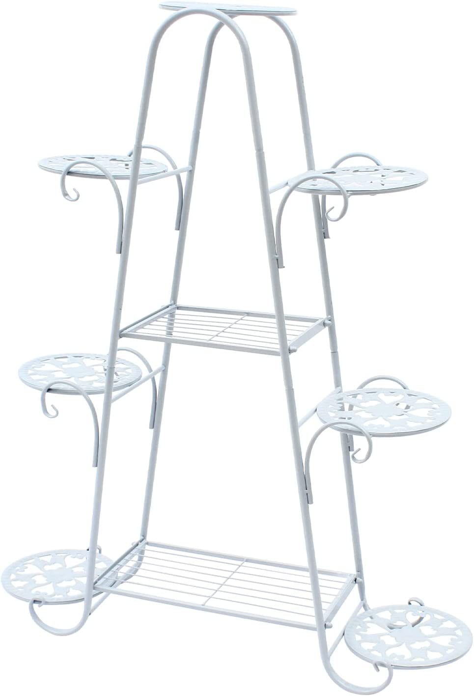 Flkoendmall 9 Tier Metal Plant Stand Garden Decor Planter Holder Flower Pot Shelf Rack White