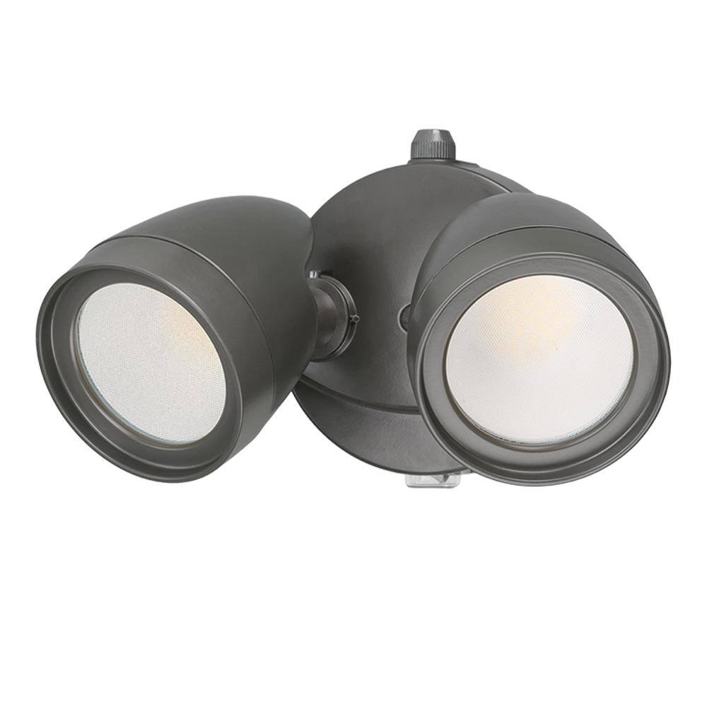 ETi 2-Head Bronze Outdoor Integrated LED Flood Light Security 1200 to 2400 Lumen Boost Dusk-to-Dawn 4000K (4-Pack) 51405143-4PK