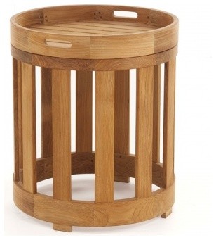 Kafelonia 18 quotSide Table With Removable Tray   Craftsman   Outdoor Side Tables   by Westminster Teak  Houzz