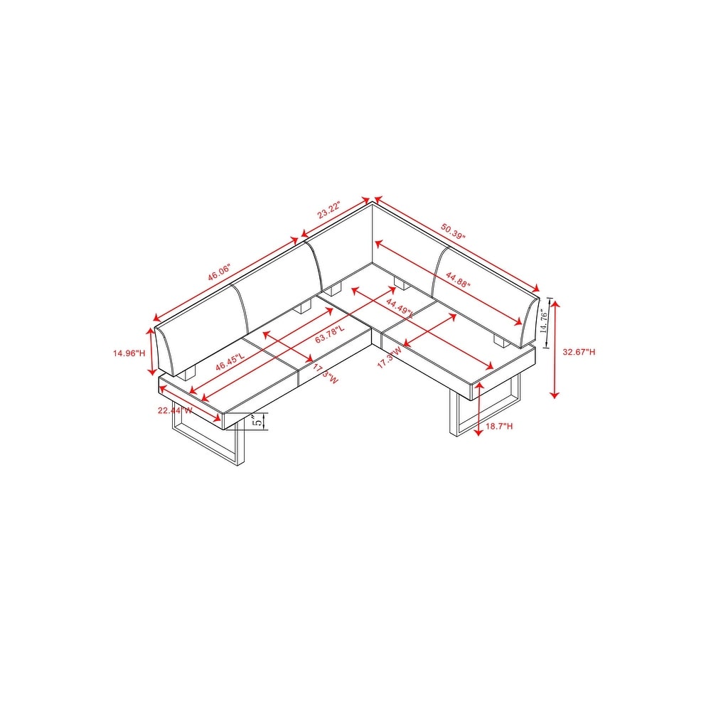 Somette Leah White 2 Piece Dining Set with Nook