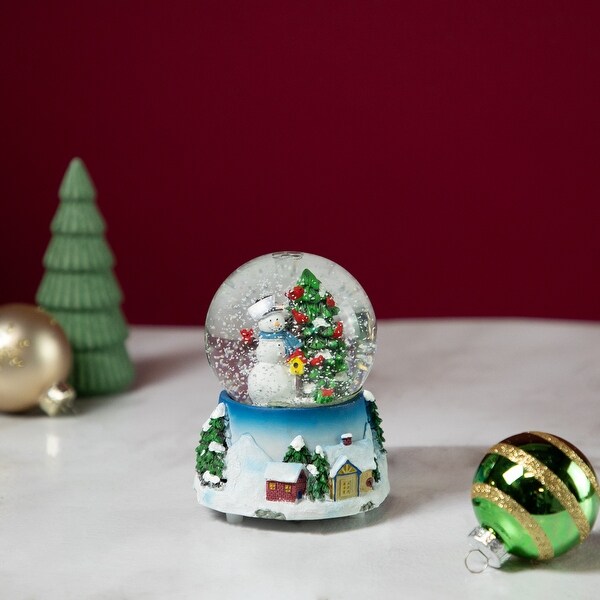 4.75 Snowman with Cardinals Musical Christmas Tree Snow Globe