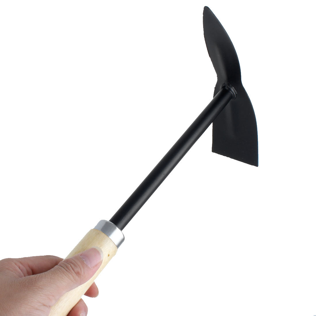 12.4" Length Nonslip Wood Handle Metal Hand Garden Digging Hoe