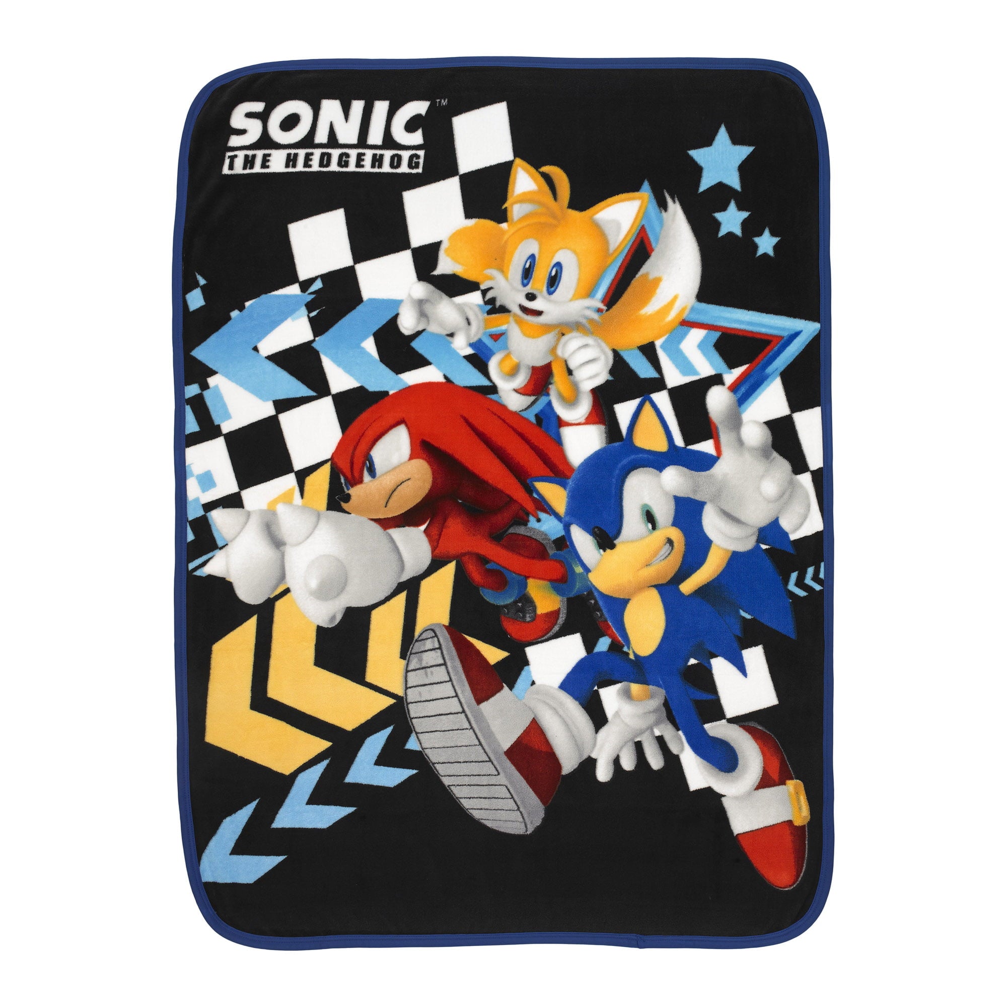 Sonic the Hedgehog Kids Fleece Throw Blanket， 46 x 60， Gaming Bedding， Black， Sega