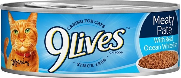 9 Lives Meaty Pate with Real Ocean Whitefish Canned Cat Food