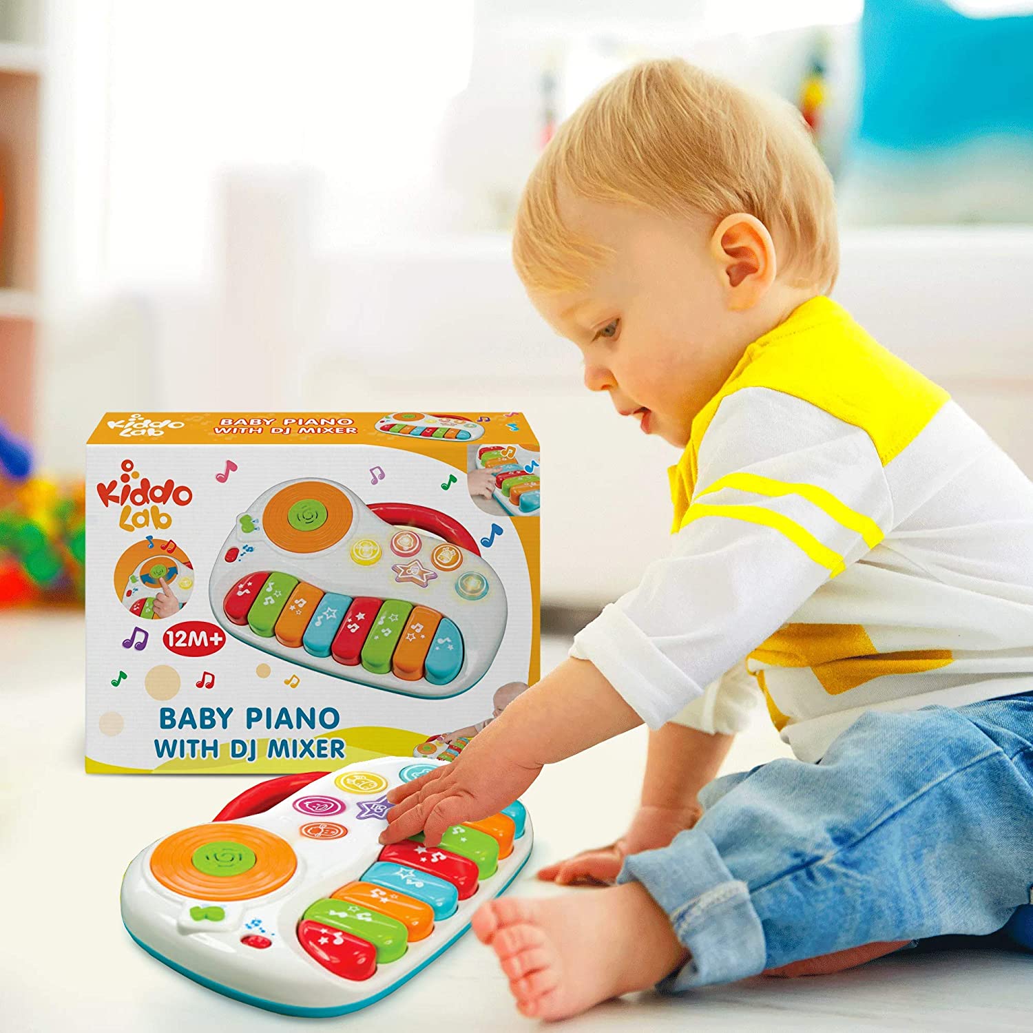 KiddoLab Toddler Piano Learning Toy DJ Mixer. Colorful Kids Musical Instruments Educational Development Toy. Electronic Play Piano Musical Toy. Kids Keyboard Piano Music Toys 12 Months+