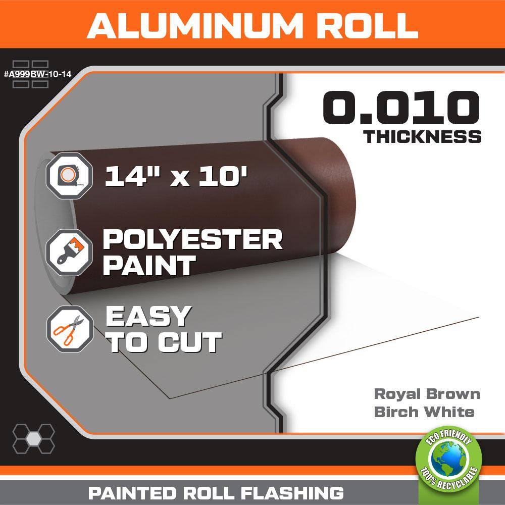 Gibraltar Building Products 14 in. x 10 ft. BrownWhite Aluminum Roll Valley Flashing A999BW-10-14