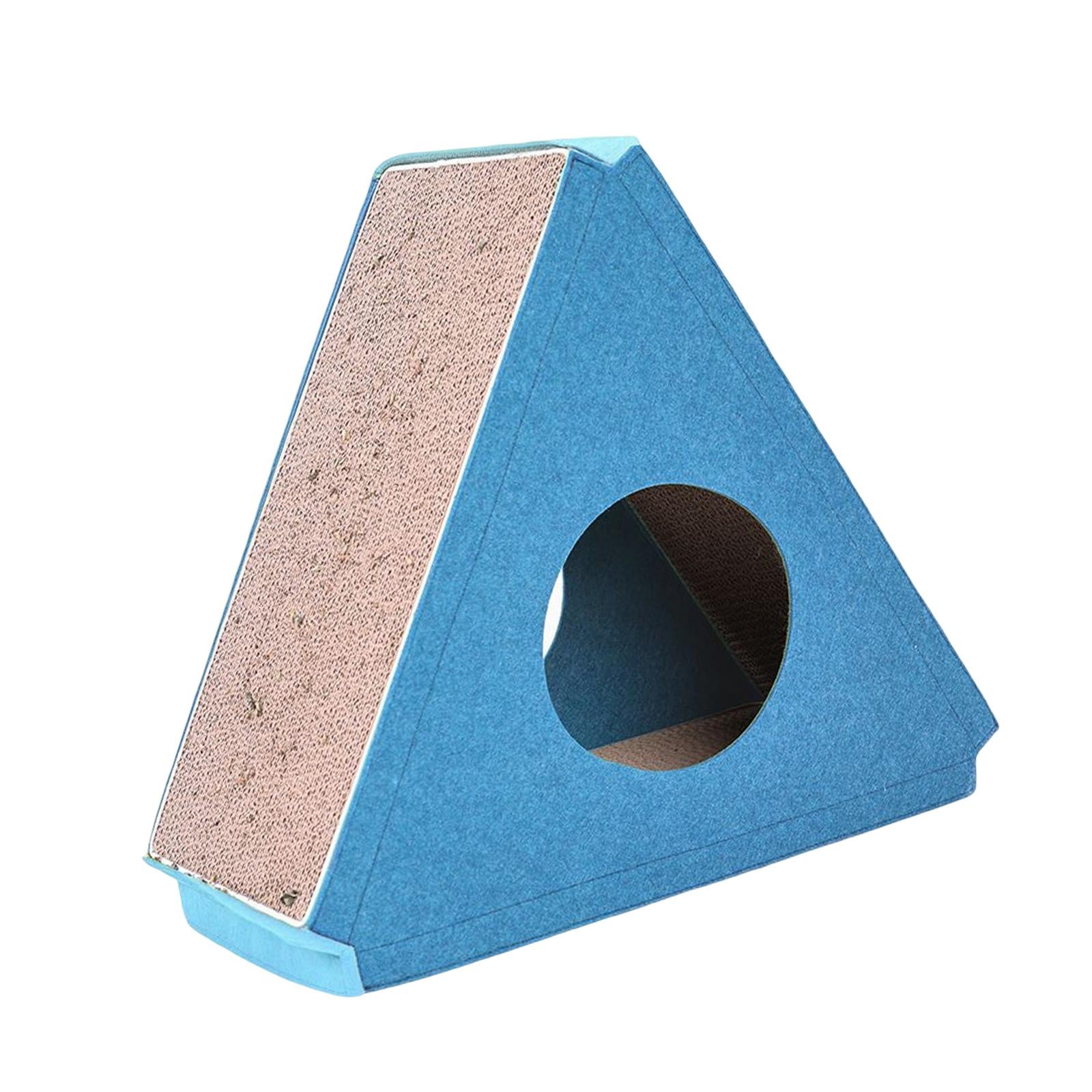 Triangle Cat Scratching Pad Lounge Bed Durable Pet Cat Toy Cat Claw Scratching Board Cat Scrabball Prevent Damage to Cardboard Furniture for Exercise ， Blue