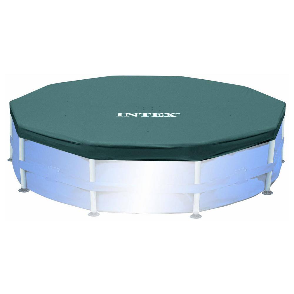 Intex 10 ft. x 2.5 ft. Round Frame Pool with Filter Pump and 10 ft. Vinyl Cover (2-Pack) 28201EH + 2 x 28030E