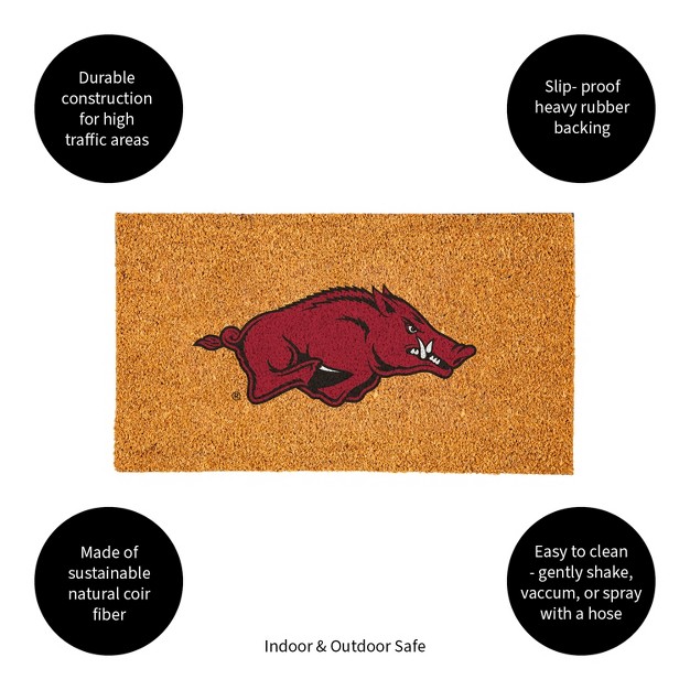 Evergreenncaaarkansas Razorbacks Logo Natural Coir 28 X 16 Inches Indoor Outdoor Doormat