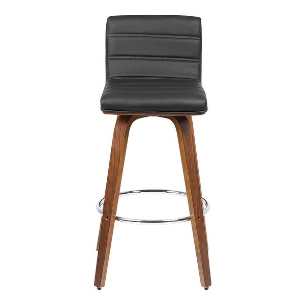 Swivel Bar Stools Wood PU Leather Upholstered Kitchen Barstool 26-inch - Set of 2