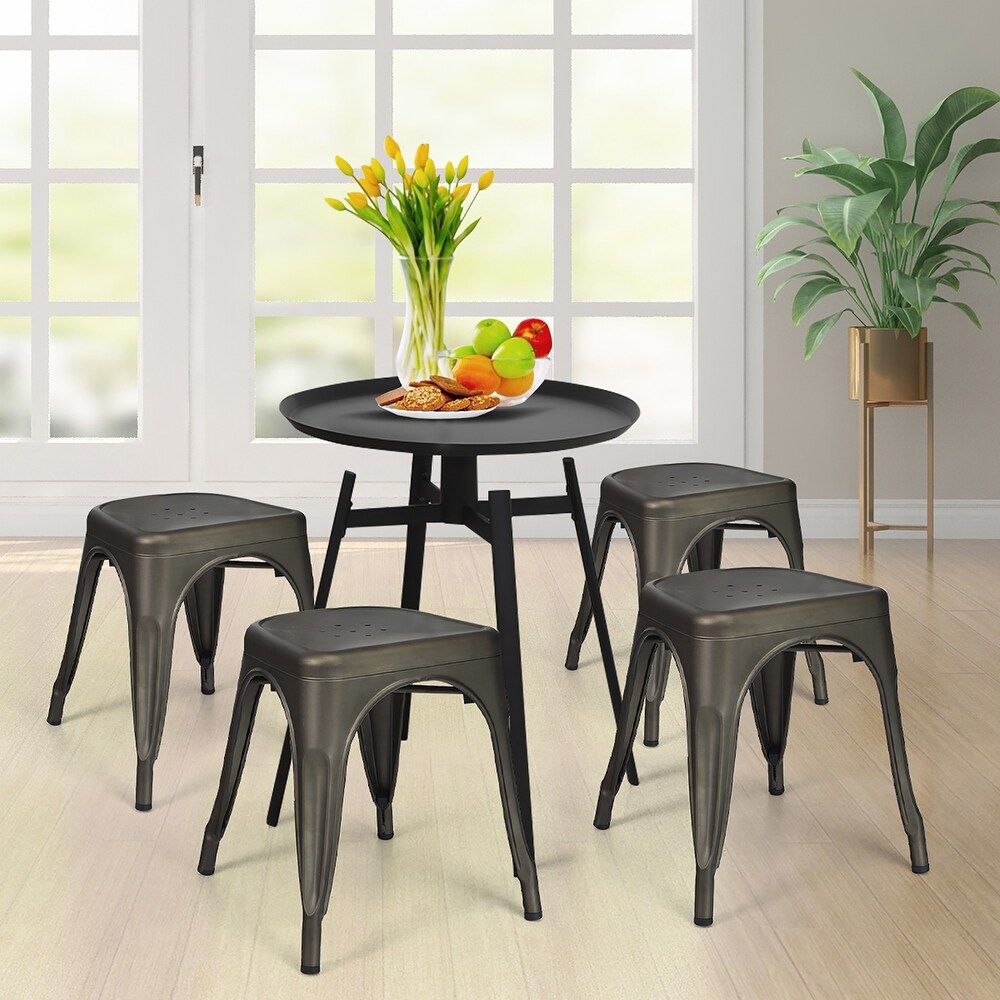 Metal Dining Chairs Stackable Side Chairs Set of 4