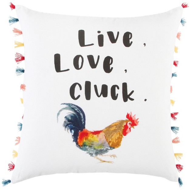 Oversize x27 live Love Cluck x27 Square Throw Pillow Cover Rizzy Home