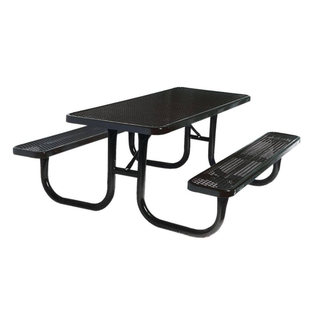 Ultra Play 6 ft. Diamond Black Commercial Park Rectangular Portable Table PBK238-V6BK