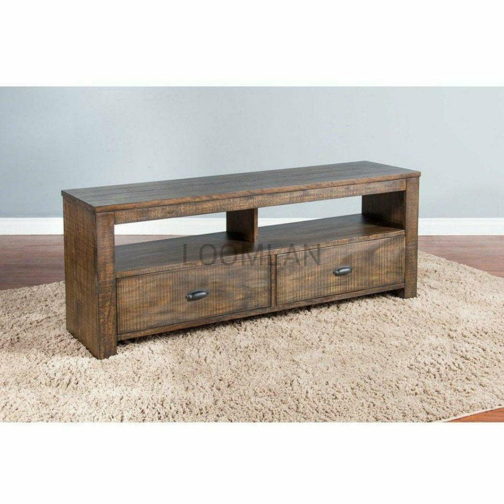 64 quotWood TV Stand Media Console With Drawers Storage Cabinet   Rustic   Entertainment Centers And Tv Stands   by Sideboards and Things  Houzz