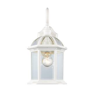 Bel Air Lighting Wentworth 1-Light Small White Outdoor Wall Light Fixture with Clear Glass 4181 WH