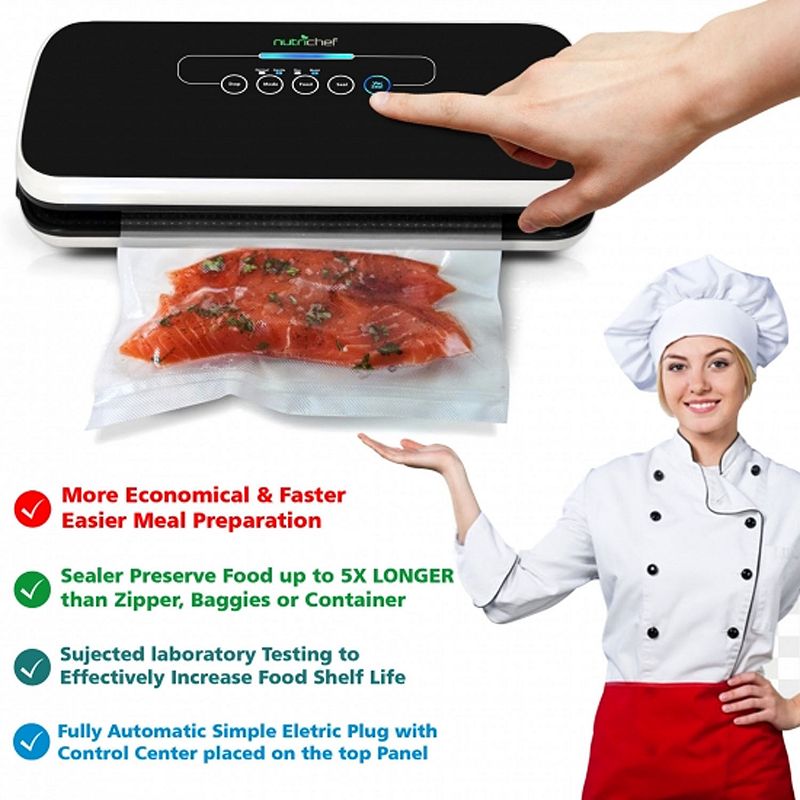 NutriChef PKVS18BK Automatic Kitchen Vacuum Sealer Preserver Machine， Black