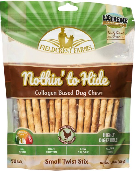 Fieldcrest Farms Nothin To Hide Twist Stix Chicken Dog Treats， 50 count