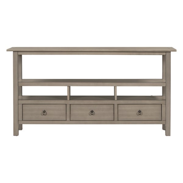 Solid Console Table Double-Storey Tabletop with 3 Drawers