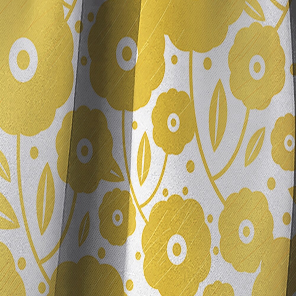 Designart 'Golden Floral I ' Mid Century Modern Blackout Curtain Single Panel