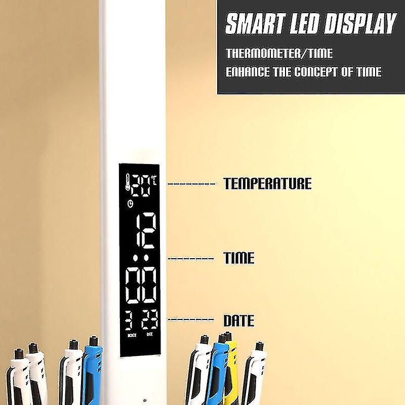 Led Desk Lamp Multifunction Touch Night Light With Pen Holder andlcd Screen Clock Calendar Reading Bedroom Lamp