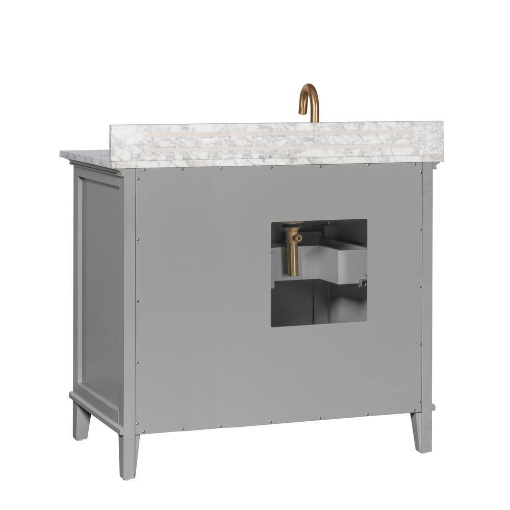 Home Decorators Collection Grayson 37 in. W x 22. D x 35. H Vanity in Storm Grey with White Marble Vanity Top 20305-VS37C-ST