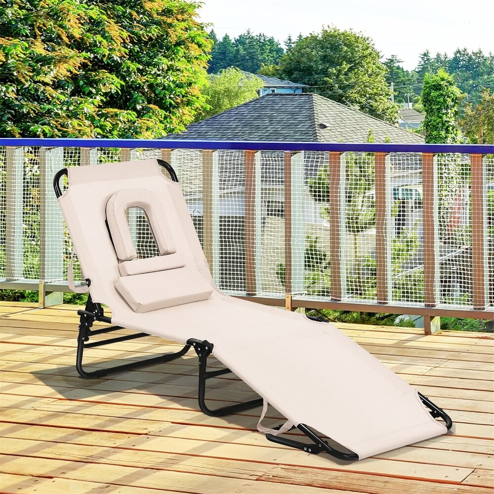 Outdoor Folding Chaise Beach Pool Patio Lounge Chair Bed