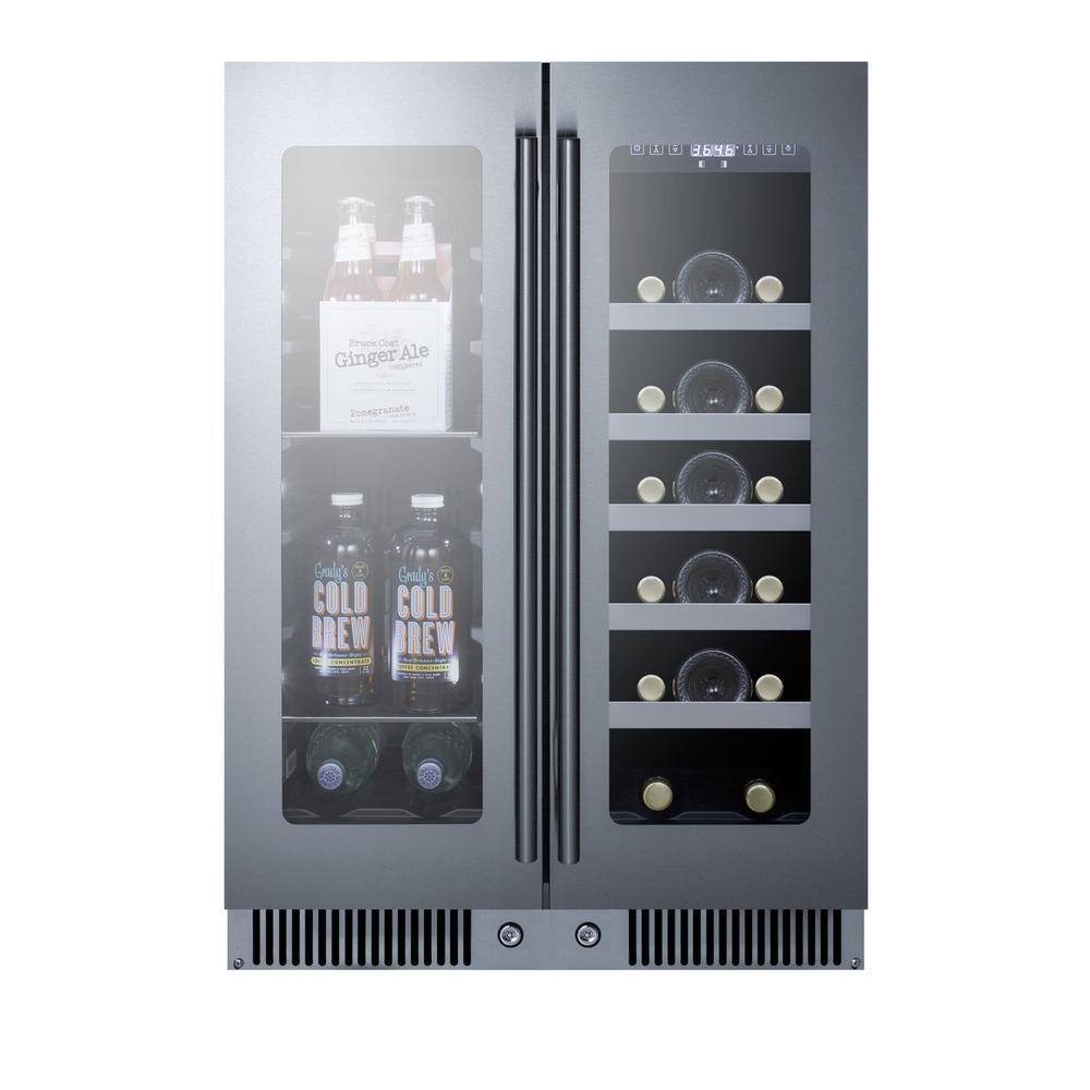 Summit Appliance 24 in. 17-Bottle Wine and 60-Can Built-In French Door Dual Zone Beverage Cooler CLFD243WBV