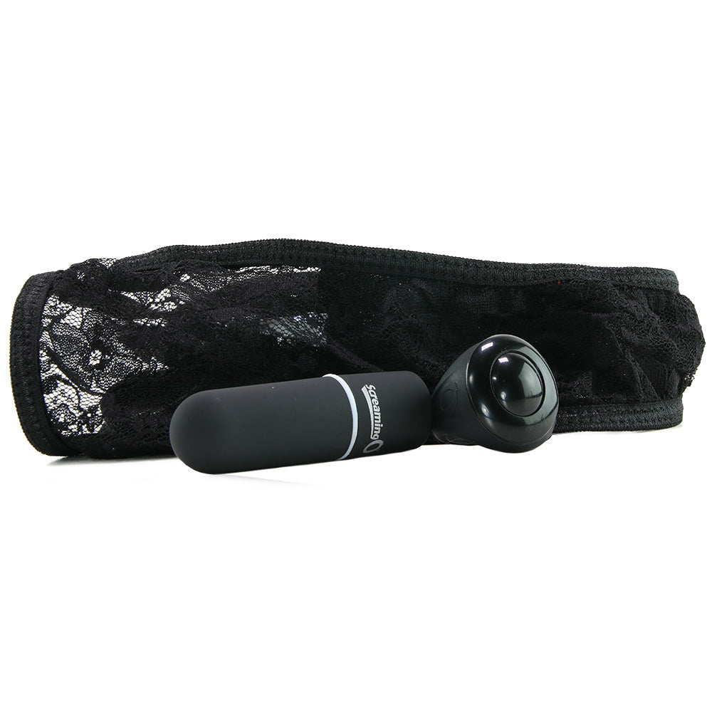 Vibrating Panty Set with Remote Ring in Black