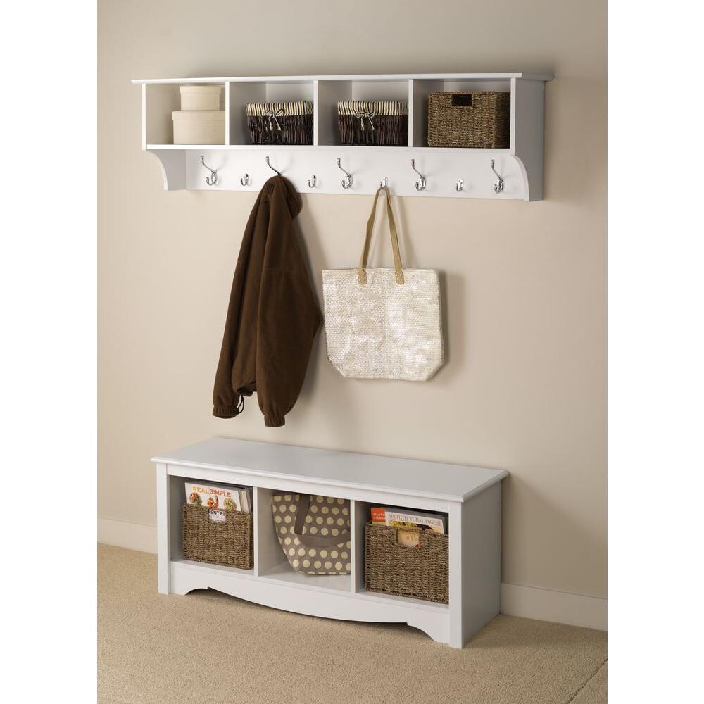 Winslow White Hanging 60 inch Wide Entryway Shelf