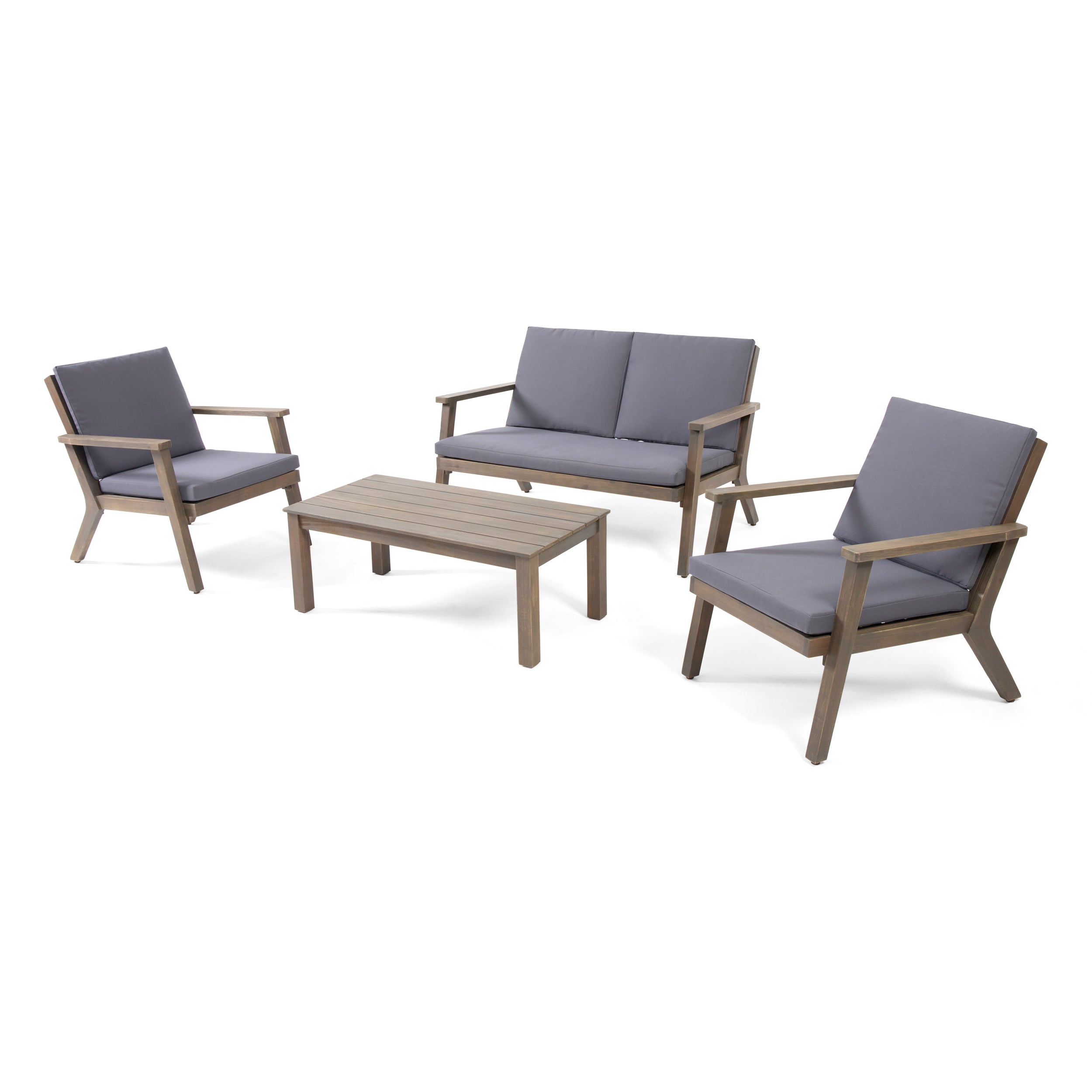 Avacyn Outdoor Acacia Wood 4 Seater Chat Set with Cushions